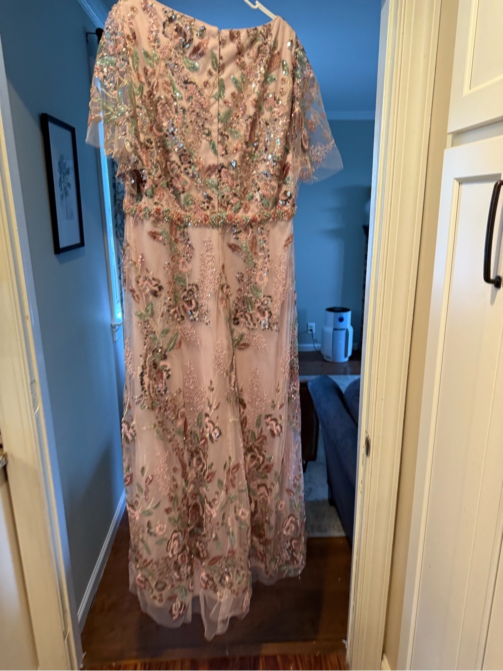 Mac Duggal Blush Pink Embellished Floral Maxi Dress - Picture 3 of 5